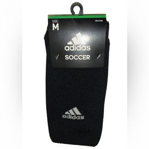 Adidas OTC Soccer Socks 2 Pair Men 5-8.5 Women 5-9.5 Yth 4Y-6 Black w White Logo